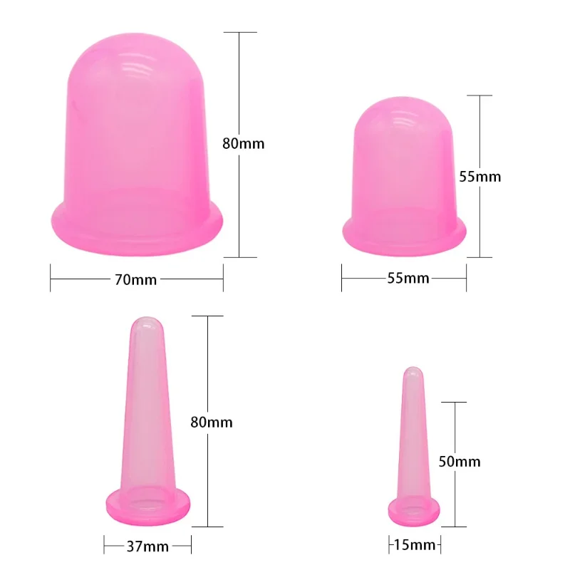 

4Pcs Silicone Vacuum Tank Face and Body Massager Anti-Cellulite Massage Body Cup V Face Back Foot Cup Suction