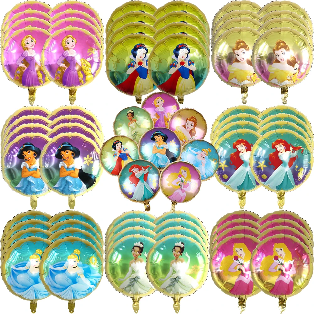 8-teiliges Disney-Prinzessin-Geburtstagsparty-Luftballon-Set, Jasmine Cinderella Belle, Schneewittchen, Folienballons für Mädchen, Party, Babyparty