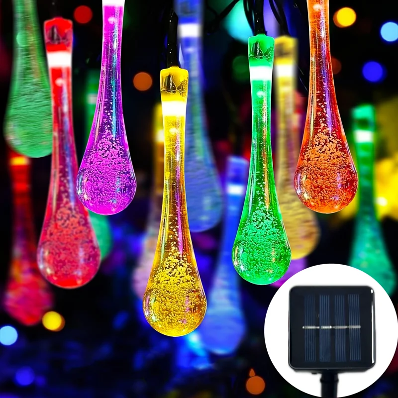 

20/30/50 LED Solar Water Drop String Lights for Garden Outdoor Birthday Party Christmas Wedding Camping Decorations