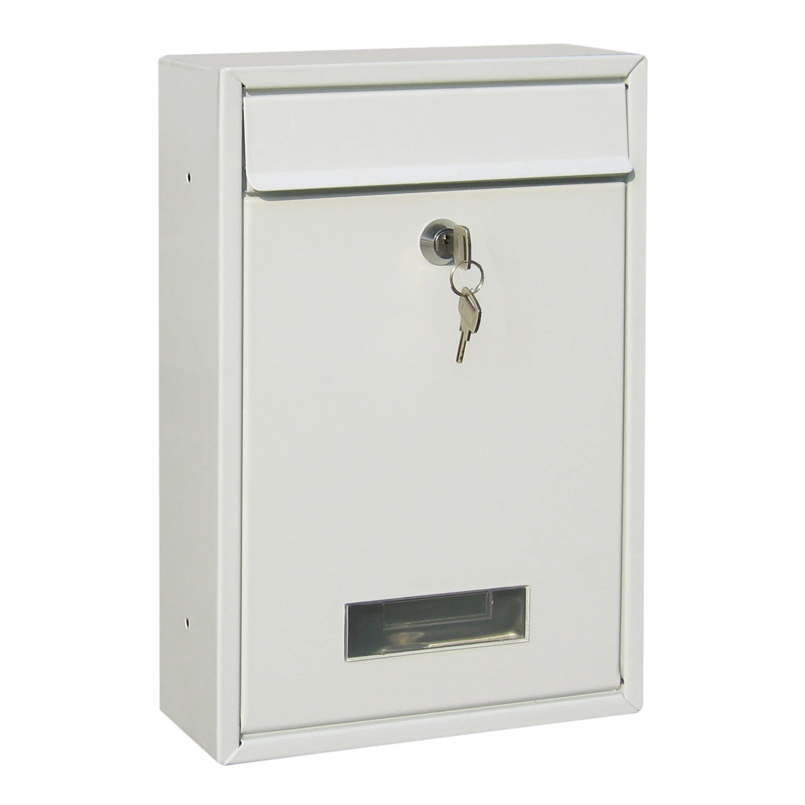 Key Lock Wall Mount Mailbox Vertical White Rustproof Metal Letter Box for Outdoor House Front Porch
