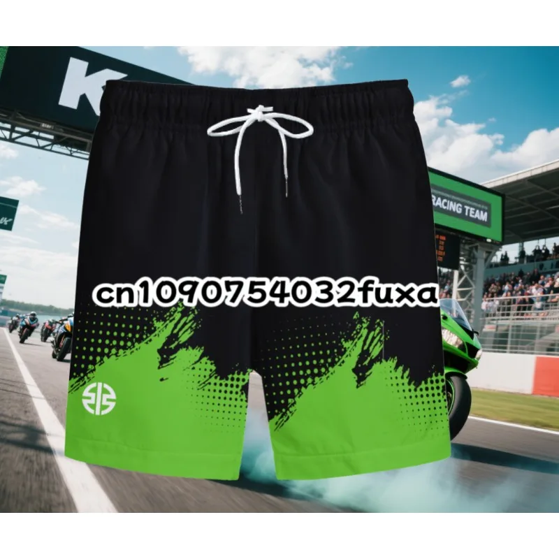 

New 2026 Kawasaki Racing Motorcycle Racing Enthusiasts Men and Women's Summer Shorts Breathable Casual Speed Drying Beach Pants