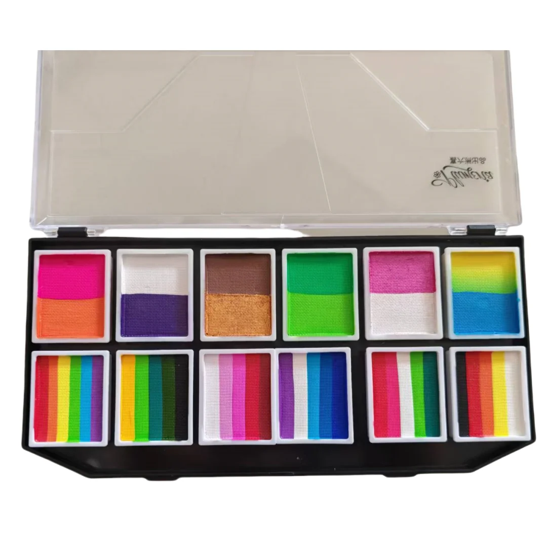 

New 12 Split Liners Pallet Water Activated body painting Rainbow Colors Hydro Face Paint Palette