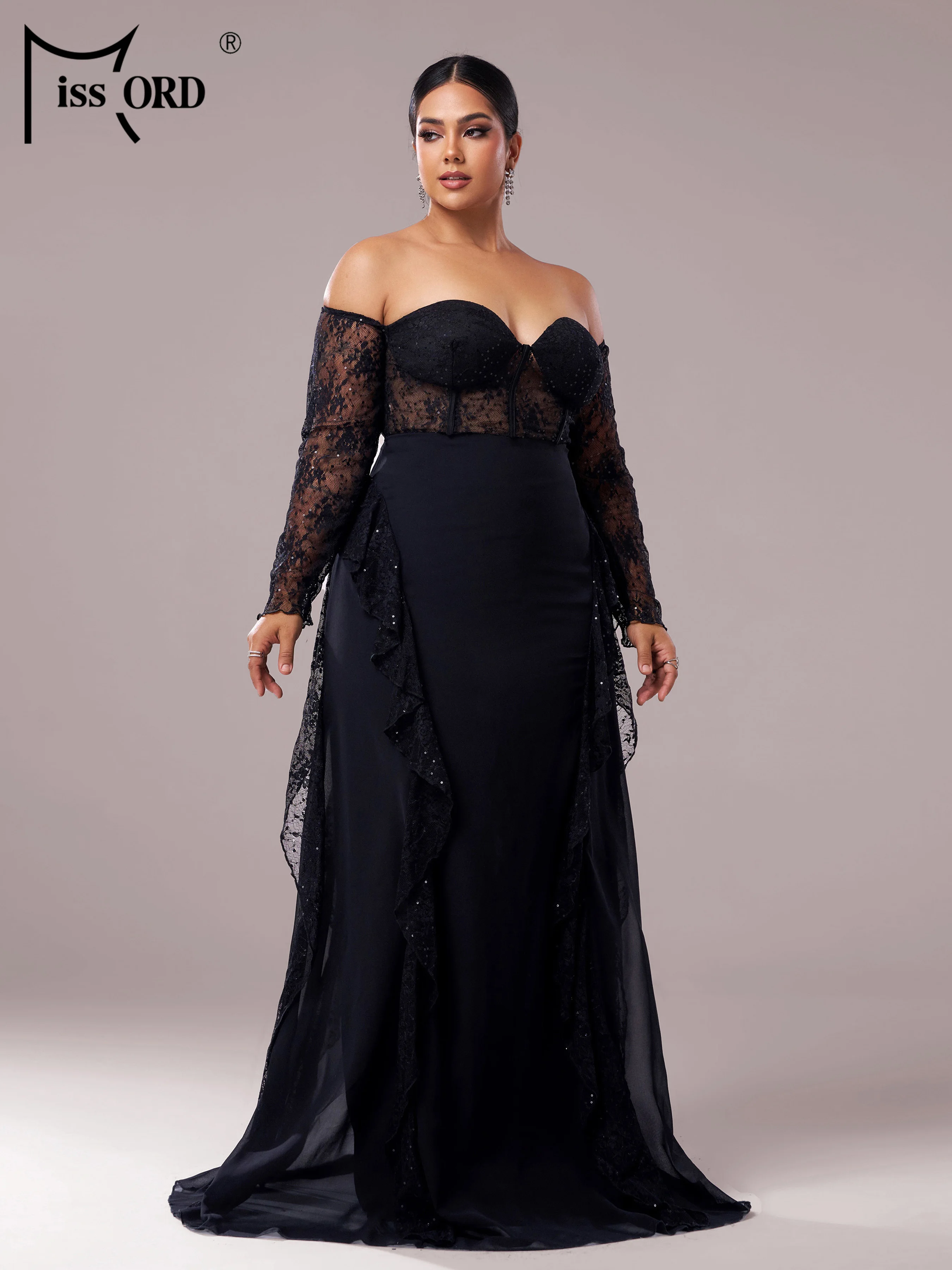 Missord New Plus Size Church Dress Off Shoulder A Line Floor Length Graduation Wedding Birthday Party Formal Occasion Dresses