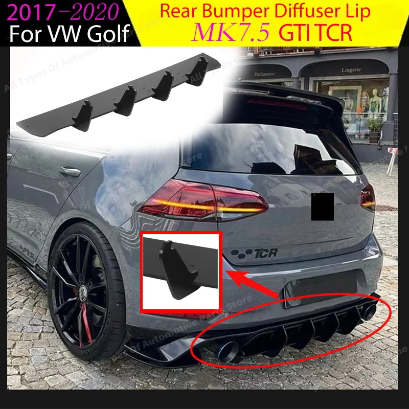 

Rear Bumper Diffuser Lip for Volkswagen Golf MK7.5 GTI TCR 2017-2020 Lower Plate Spoiler Blade Auto Accessories Body Kit Tuning