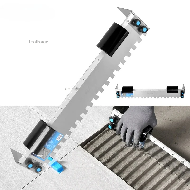 

Домашняя настенная изогнутая ручка, многофункциональное украшение из нержавеющей стали, сверхдлинный квадратный шпатель с зубцами для широкоформатной плитки