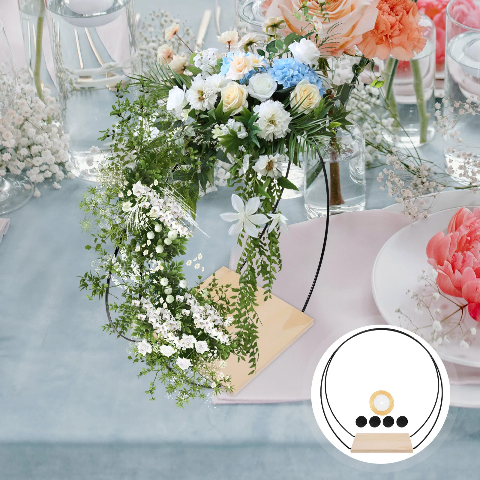

1Set Iron Floral Hoop Centerpiece Stable Durable Ring DIY Wedding Decoration Romantic Craft Iron Floral Hoop Wedding Decor