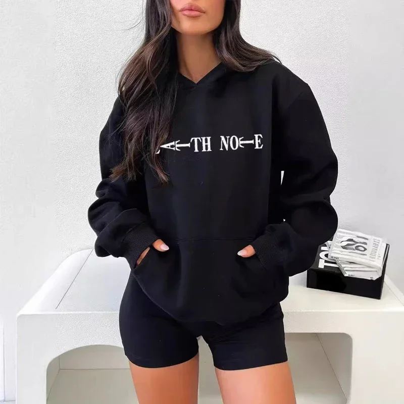 Anime Death Note Hoodies Women Kawaii Cartoon Graphic Streetwear Harajuku Winter Warm Sweatshirts Female Pullover Top