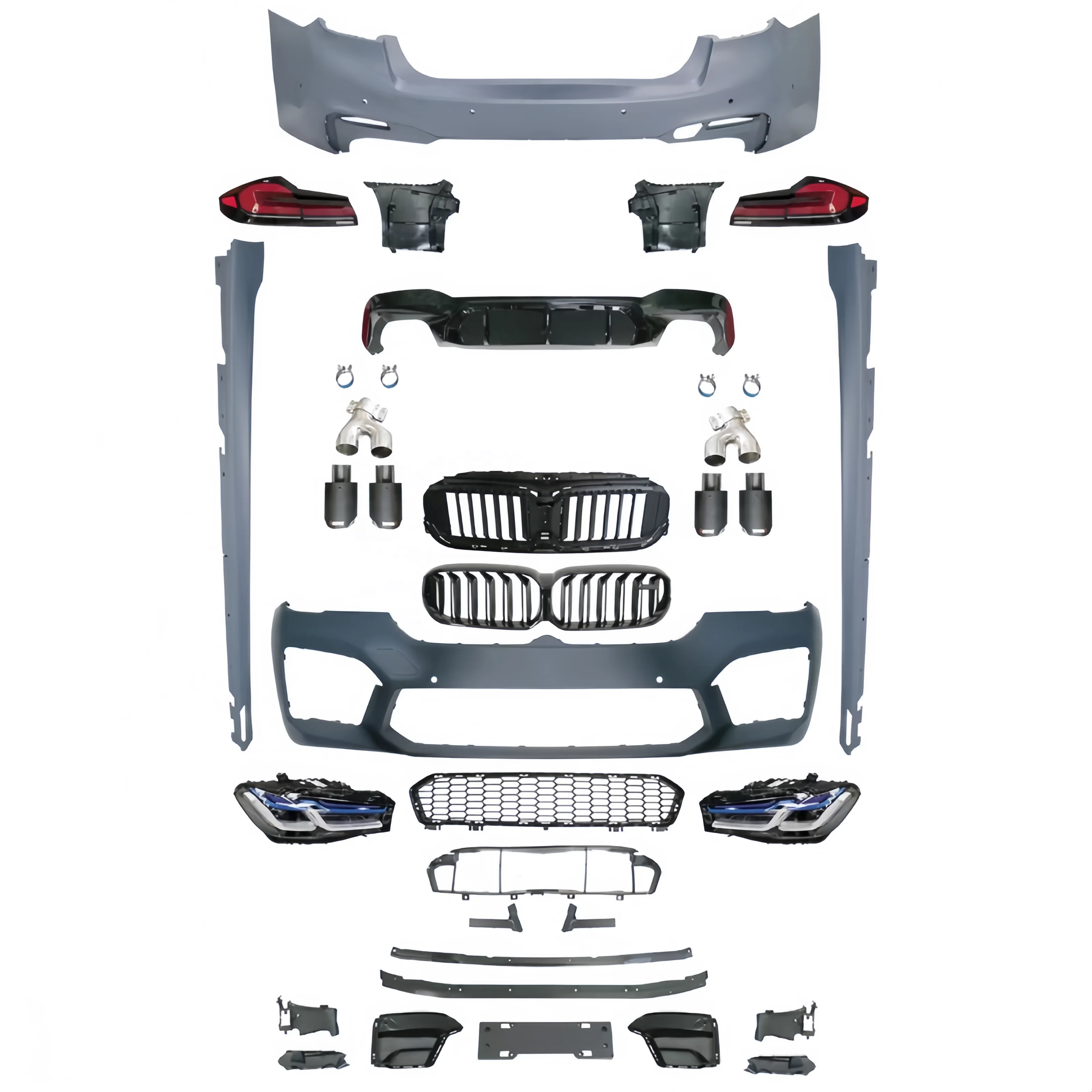

Комплекты обвесов Dream Garage для BMW 5 серии G30 G38 F90 (обновление старой модели до новой 2018 года до версии 2021 M5 MT): фары, задние фонари, бампер, диффузор.