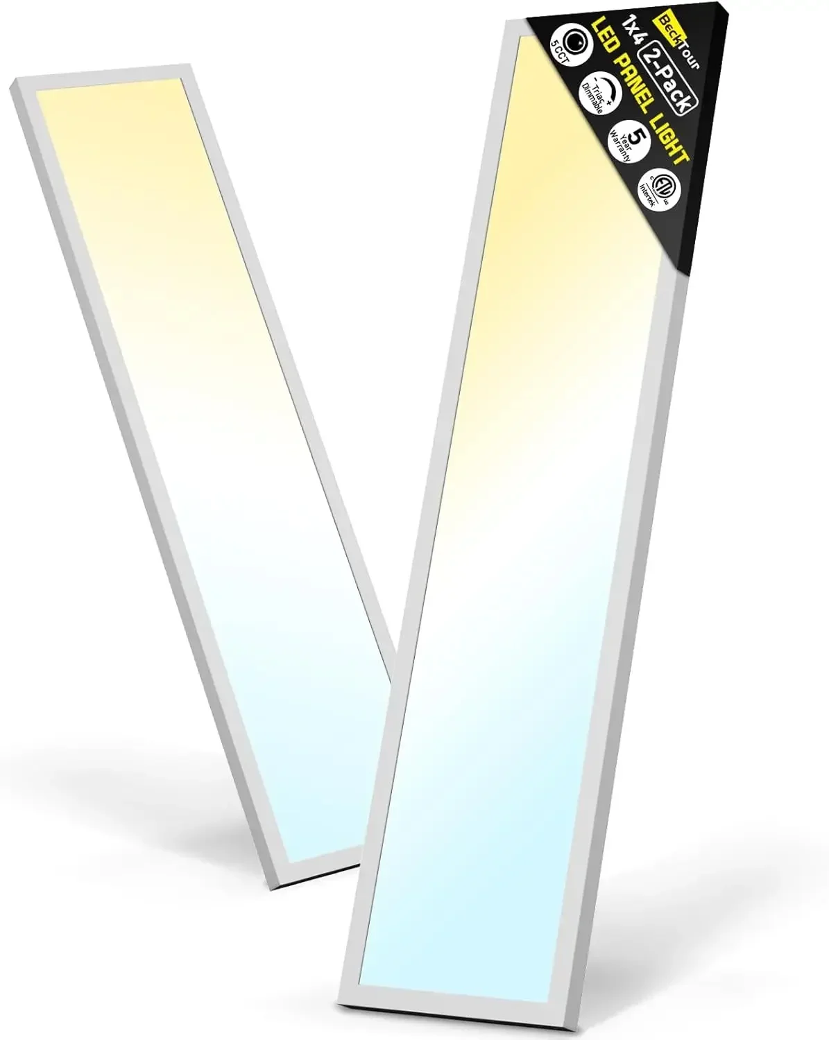 

1x4 Led Flat Panel Light Surface Mount 2-Pack, 40W/4980LM, 5CCT 3000K/3800K/4500K/5200K/6000K Selectable, Flush Mount Ceiling Li