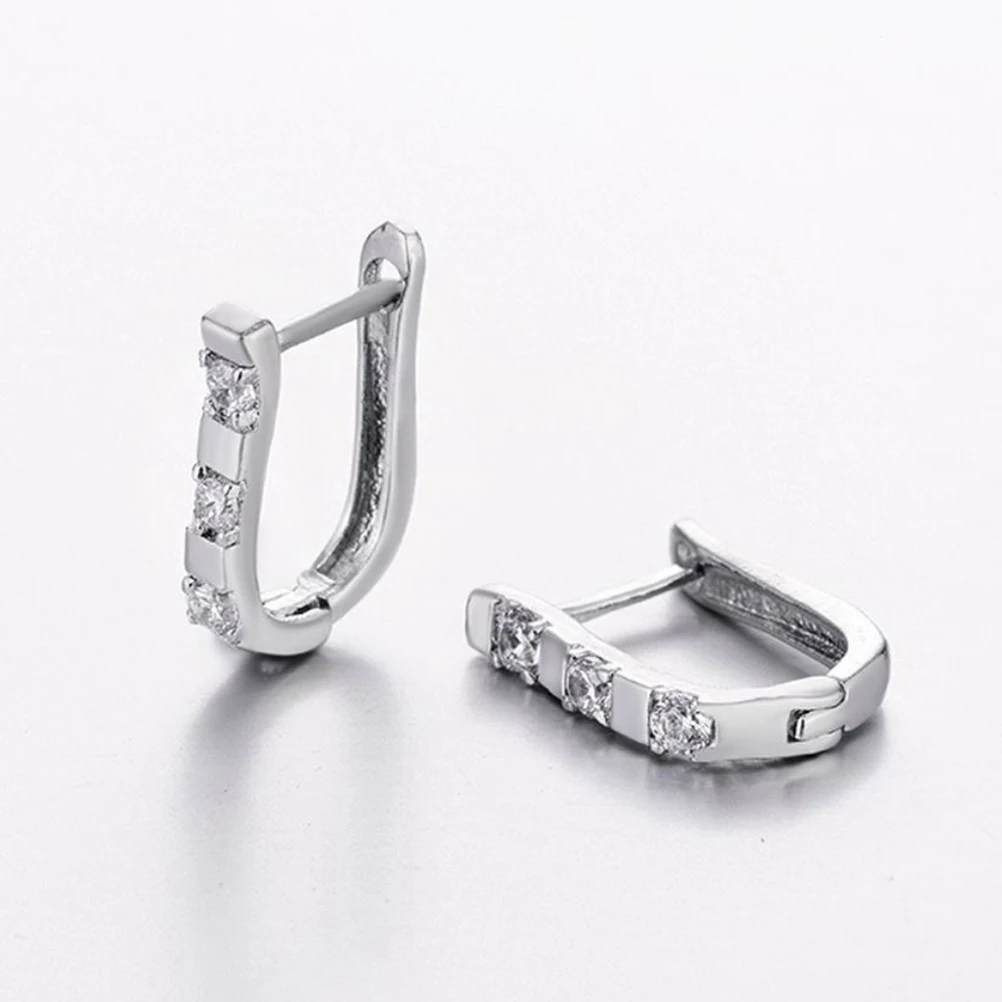

2 Pairs Diamond Earrings Trendy Jewelry Popularity Fashionable Hoops Copper