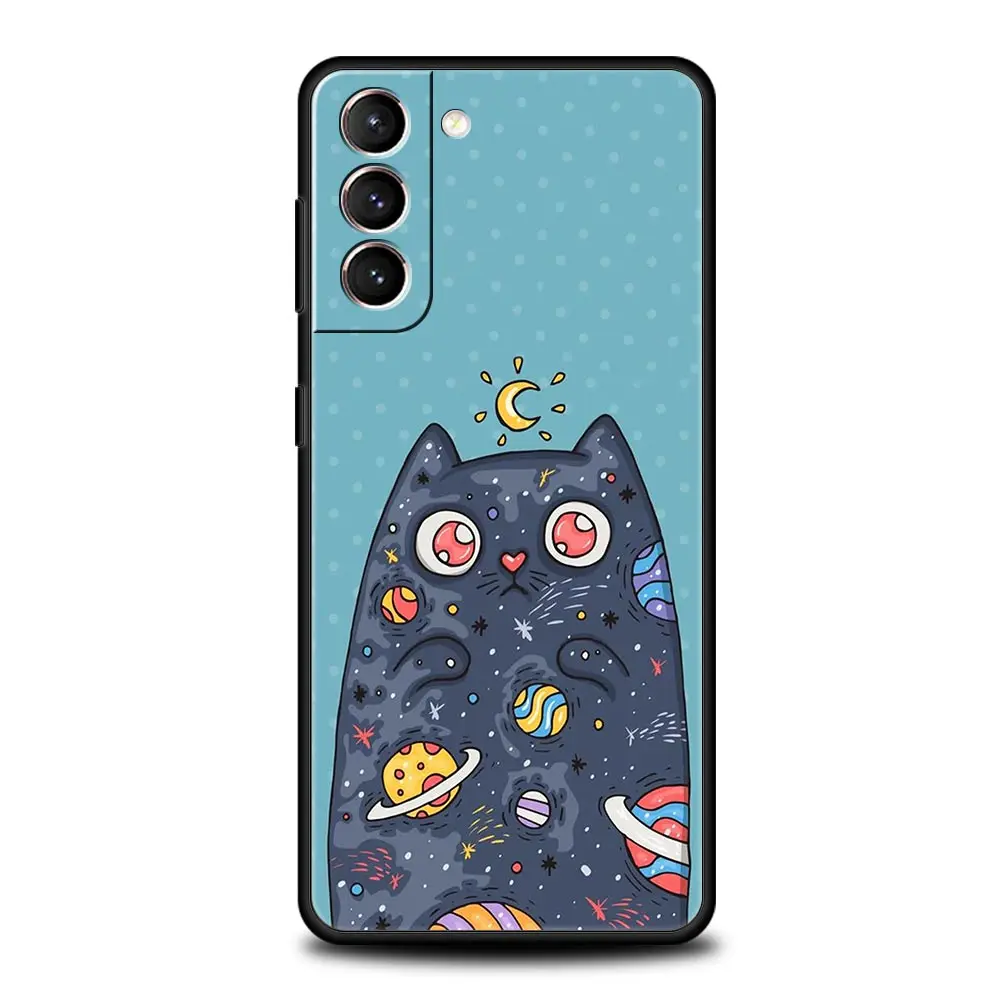 Fashion Cute Cat Aesthetics Phone Case For Samsung Galaxy S24 S23 S22 S20 FE S21 Ultra 5G S9 S8 S10 Plus S10E 20 Soft Cover