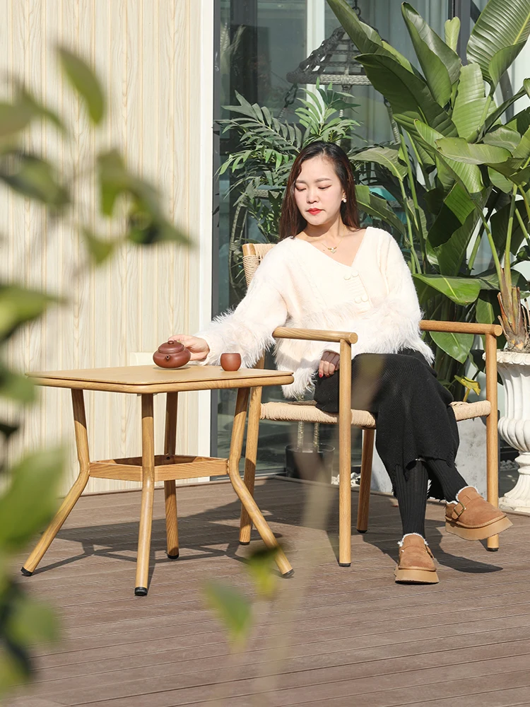 Outdoor tables and chairs courtyard garden balcony drinking tea reading leisure rattan chair three-piece set small coffee table