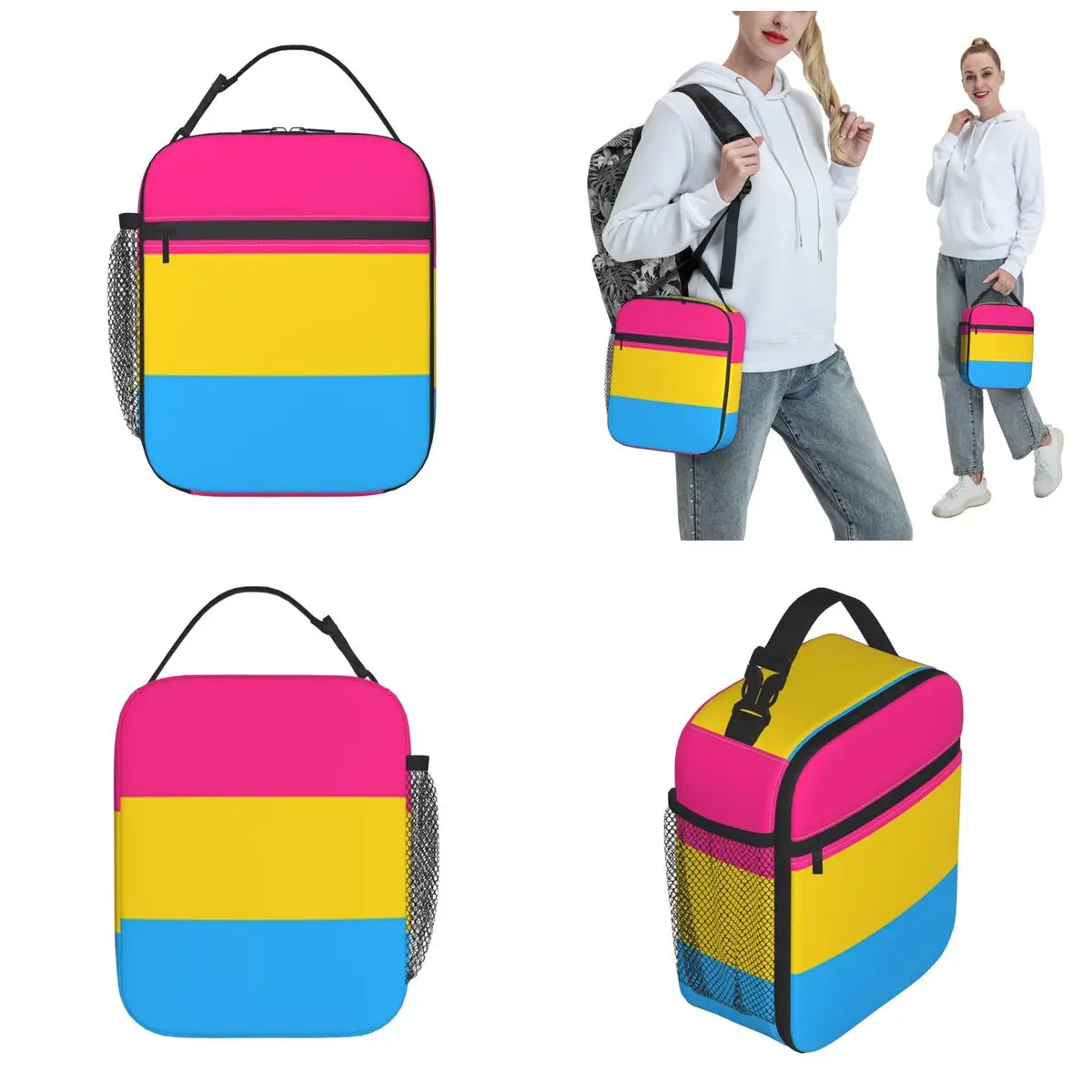 Pansexual Flag Merch Insulated Lunch Bag School Lunch Container Portable Casual Thermal Cooler Bento Box