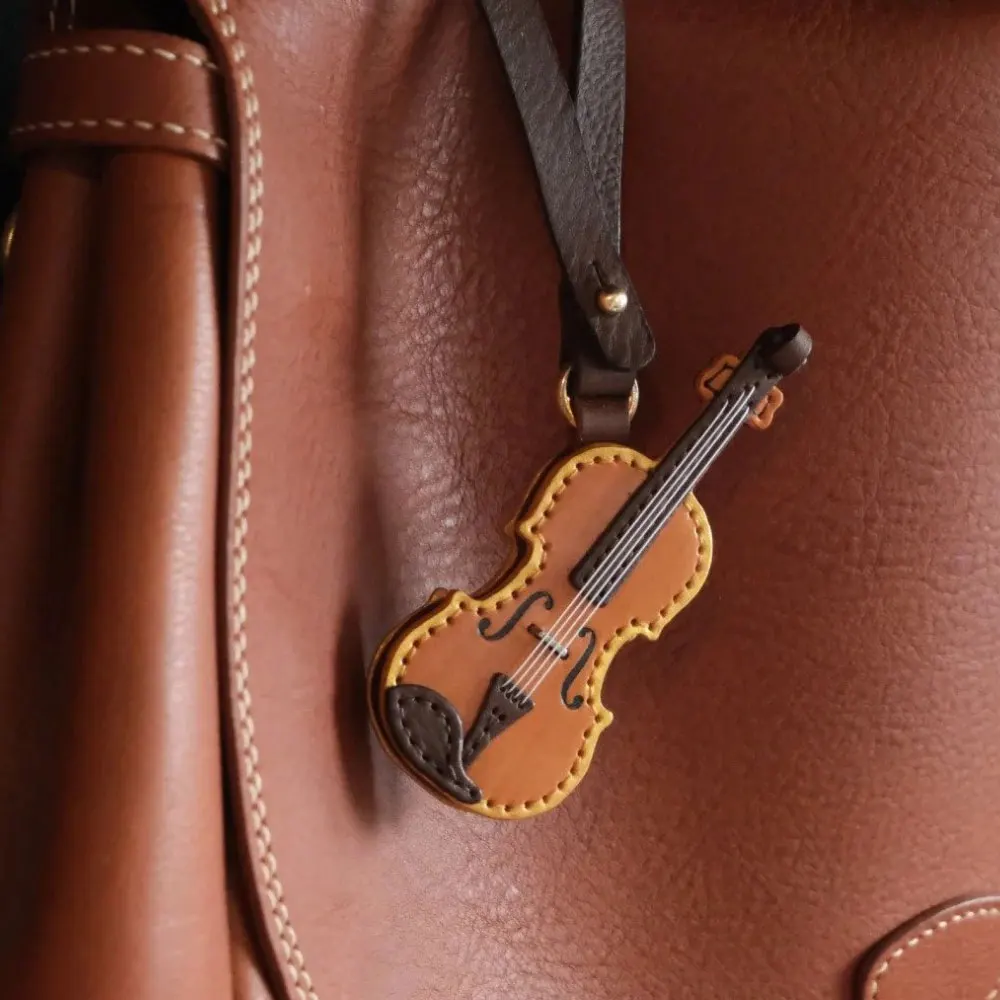 Crafted Leather Violin & Cello Keychain, Musical Instrument Keychain