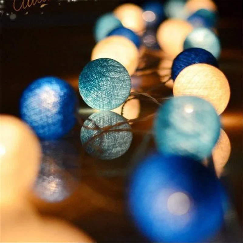 USB Colorfull Cotton Garland LED Balls Christmas String Holiday Lights for Home Decoration Wedding Fairy Bedroom Decor