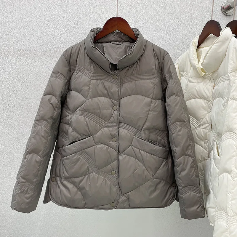 Oversized 3XL 4XL Women Autumn/Winter Jackets 2022 New Female Fashion Stand Collar Ultra Lightweight  White Duck Down Coat