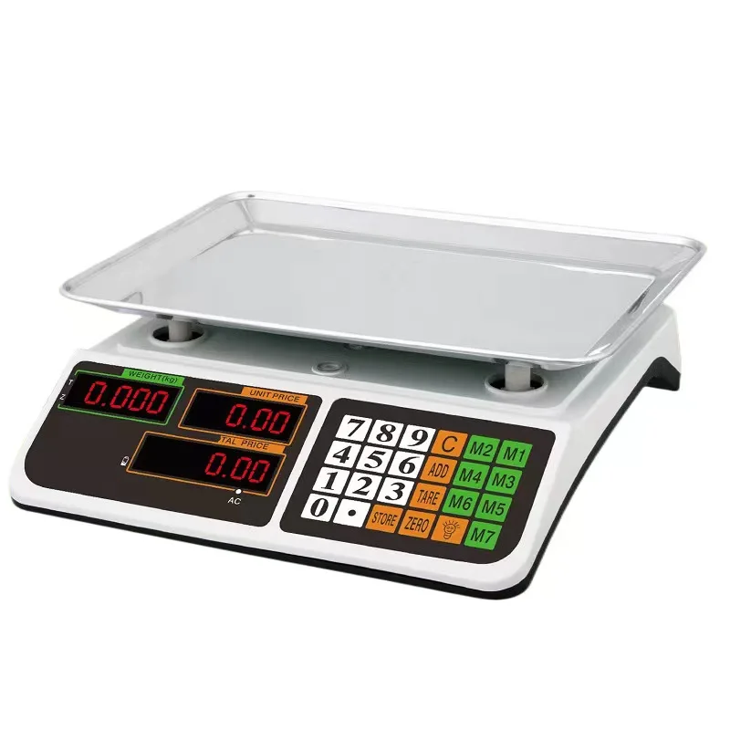 

LCD Display White Color Heavy Duty Body 420g Stainless Iron Tray Plate Electric Scale 40kg Capacity High Precision Load Cell