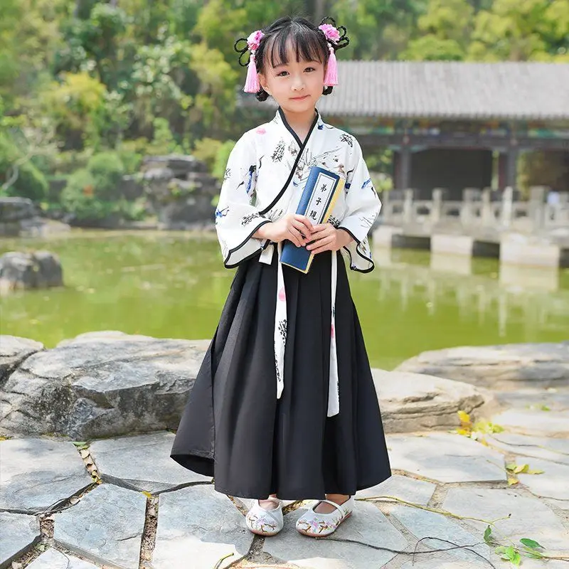 ‌ مجموعة الفتيات Hanfu Ruqun - فستان الأميرة الصيني التقليدي الجديد لعام 2025 للأطفال زي تانغ زي الحكاية الخيالية للفتيات