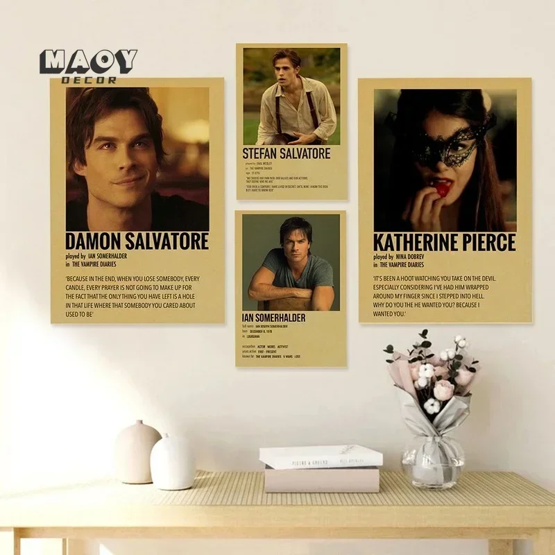 Vintage The Vampire Diaries Paper Art Posters Collection Bar Cafe Home Decor Wall Paintings