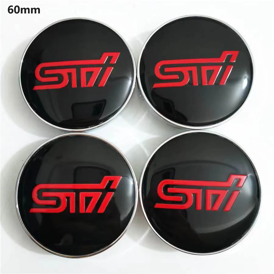 4pcs 60mm Applicable to Subaru hub cover STI Red Tire Center cover Logo Tire Center cover decoration sticker