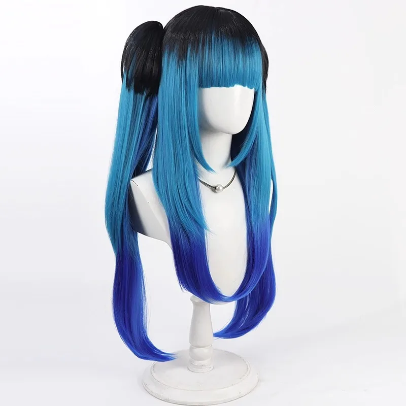Amemiya Darumi Cosplay Wigs Halloween Women Anime Hundred Line Cosplay Wig Heat Resistant Synthetic Hair Party Wig + Wig Cap