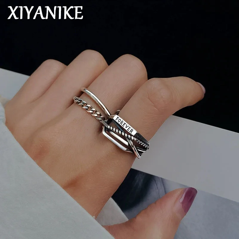 

XIYANIKE Multilayer Geometric Letter Adjustable Open Rings For Women Fashion New Jewelry Gift Party Birthday кольцо