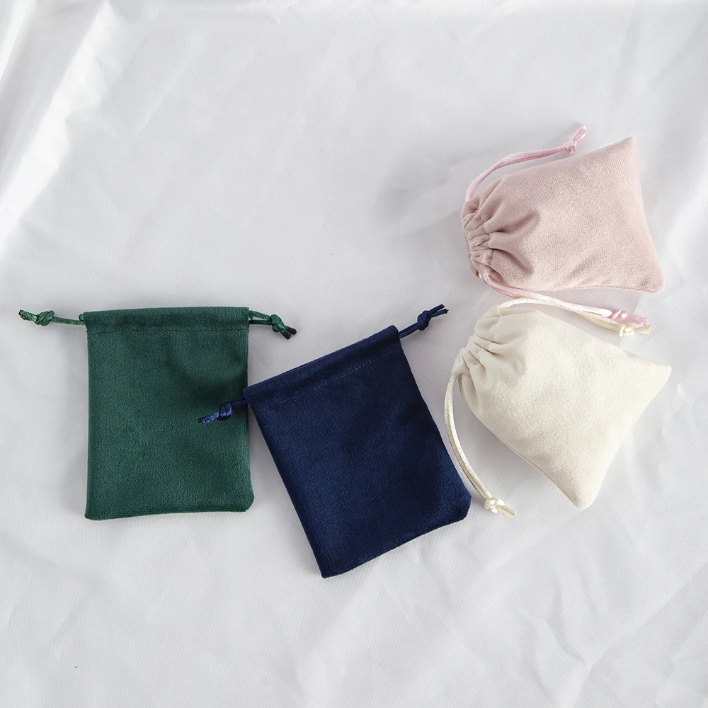 5pcs Soft Velvet Jewelry Drawstring Bag Ring Earring Bracelet Pendnat Packaging Gift Present Wedding Party Portable Storage Sack