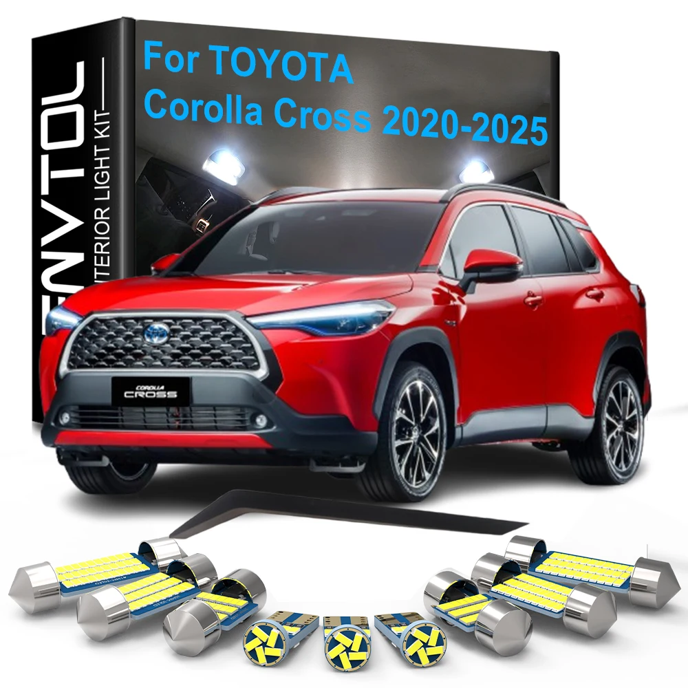 

11 шт. комплект светодиодного внутреннего освещения Canbus для Toyota Corolla Cross 2020 2021 2022 2023 2024 2025 купольная лампа для чтения багажника номерного знака