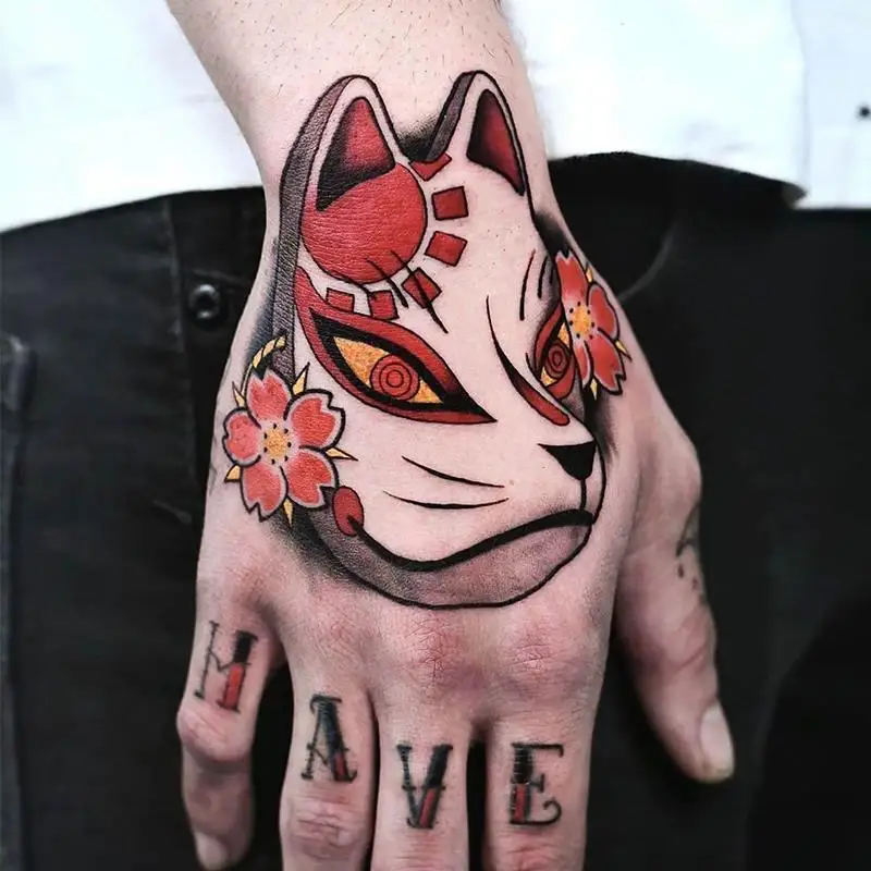 Cartoon Fox Mask Temporary Tattoos have letter Transfer Tattoo Arm Hand Body Art Waterproof Fake Tatoo Sticker for Woman Men