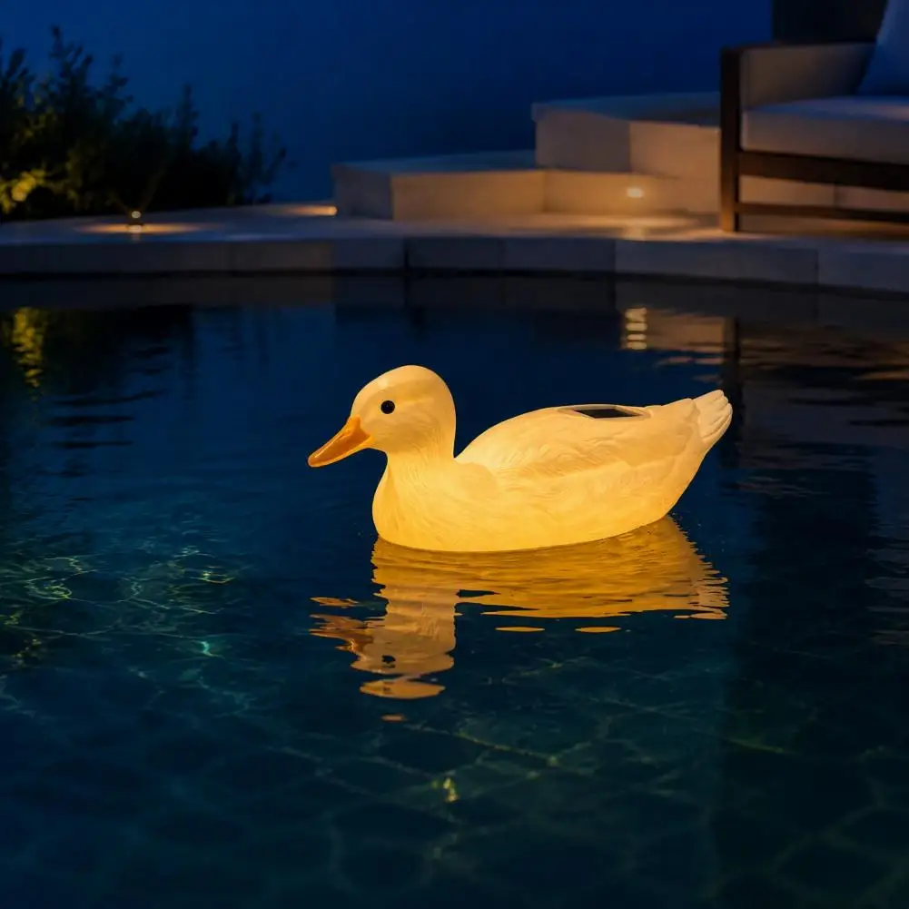 Solar Powered Floating Swan Lights Decorative Resin Swan Statues for Ponds Solar Floating Swan Garden Statue with Warm Led