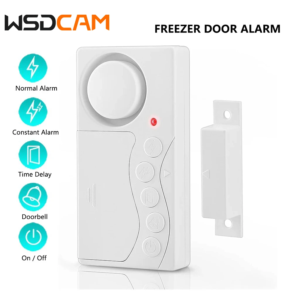 WSDCAM Refrigerator Alarm Wireless Fridge Alarm Door Open Alarm with Delay Loud 108 dB Magnetic Sensor Security Window Alarm