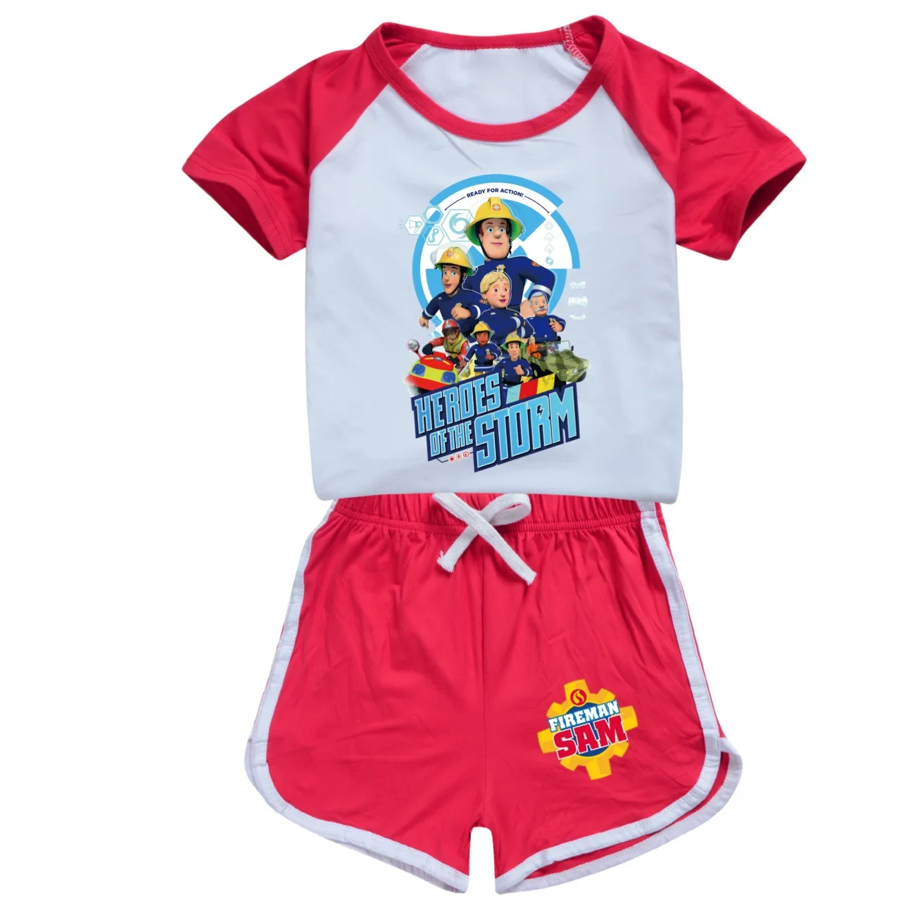 Teen Fireman Sam Clothes Kids Leisure Clothing Set Toddler Boy Girls Outfits Children Short Sleeve T-shirt Shorts 2pcs SportSuit