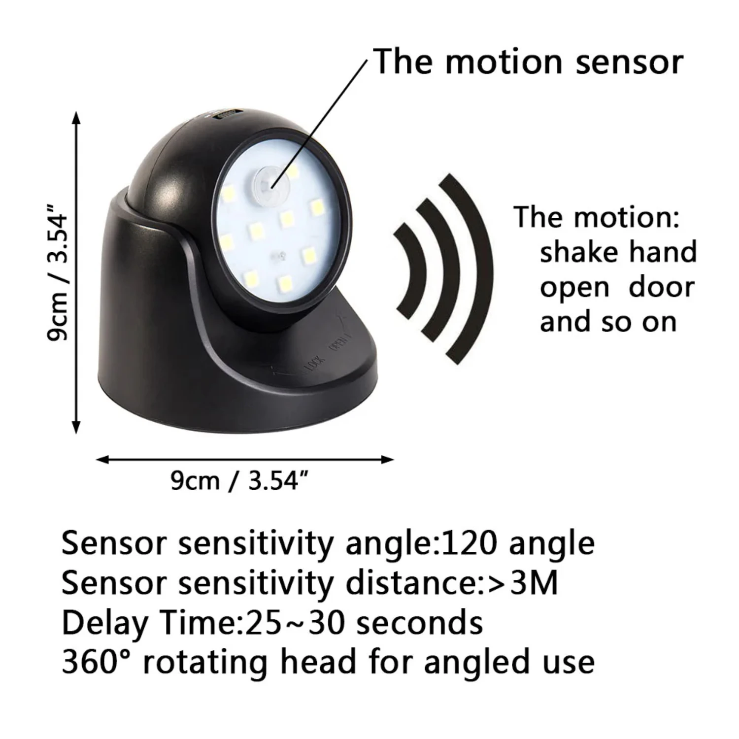 Luz nocturna de pared multiusos con Sensor de movimiento, lámpara de pared de ahorro de energía, rotación de grados, lámpara de porche, dormitorio, nuevo