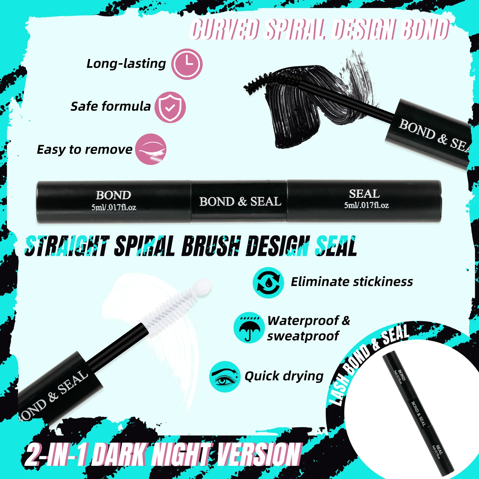 Amzgirl chicote 320 pçs kit de cílios diy cluster cílios d onda ligação e vedação à prova dwaterproof água com removedor pinça pré-fabricado ventilador cílios