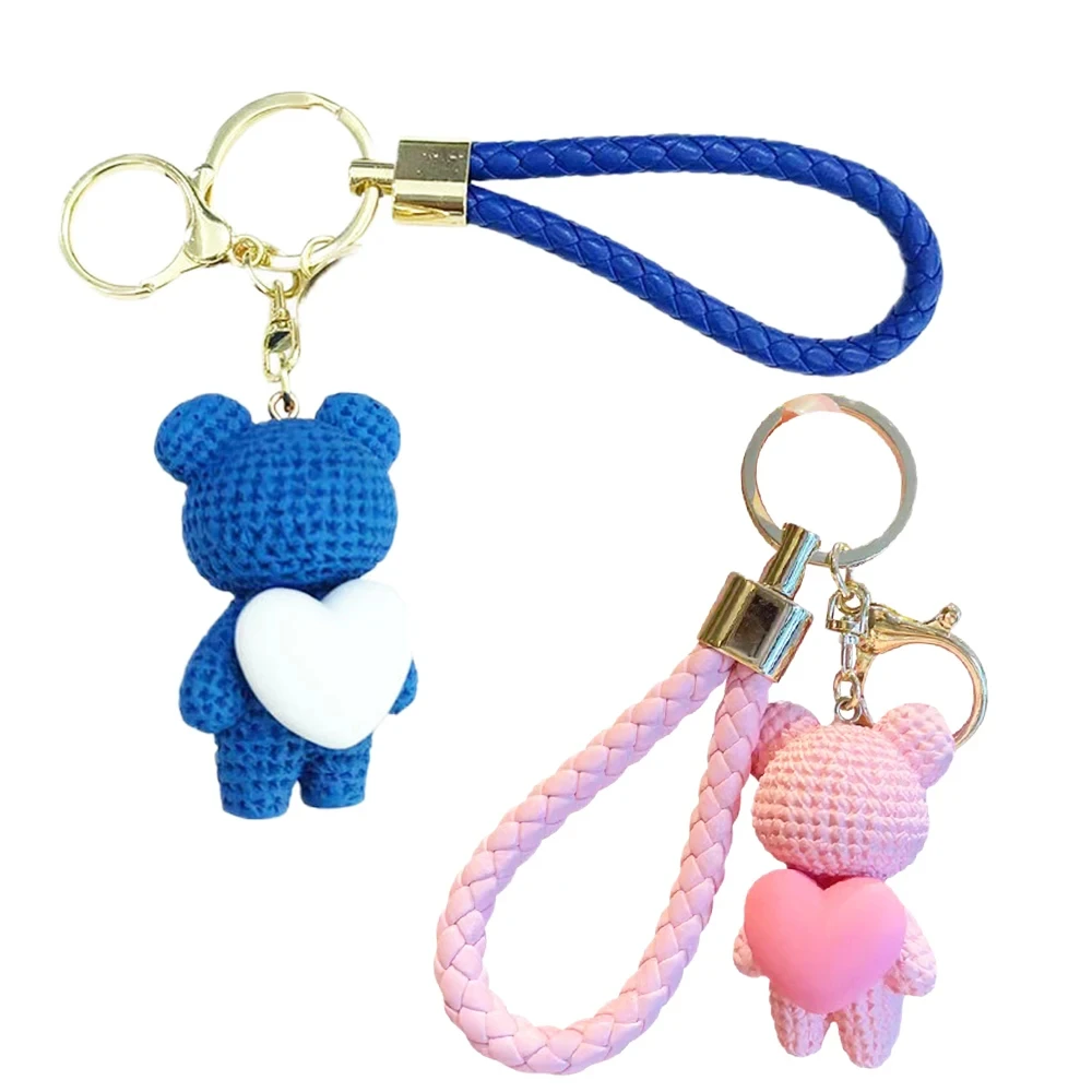 TV Lovely Runner Cosplay Unisex Little Bear Bag Pendant Keyring Blue Pink Couple Keychain Props Jewelry Acccessories Xmas Gifts