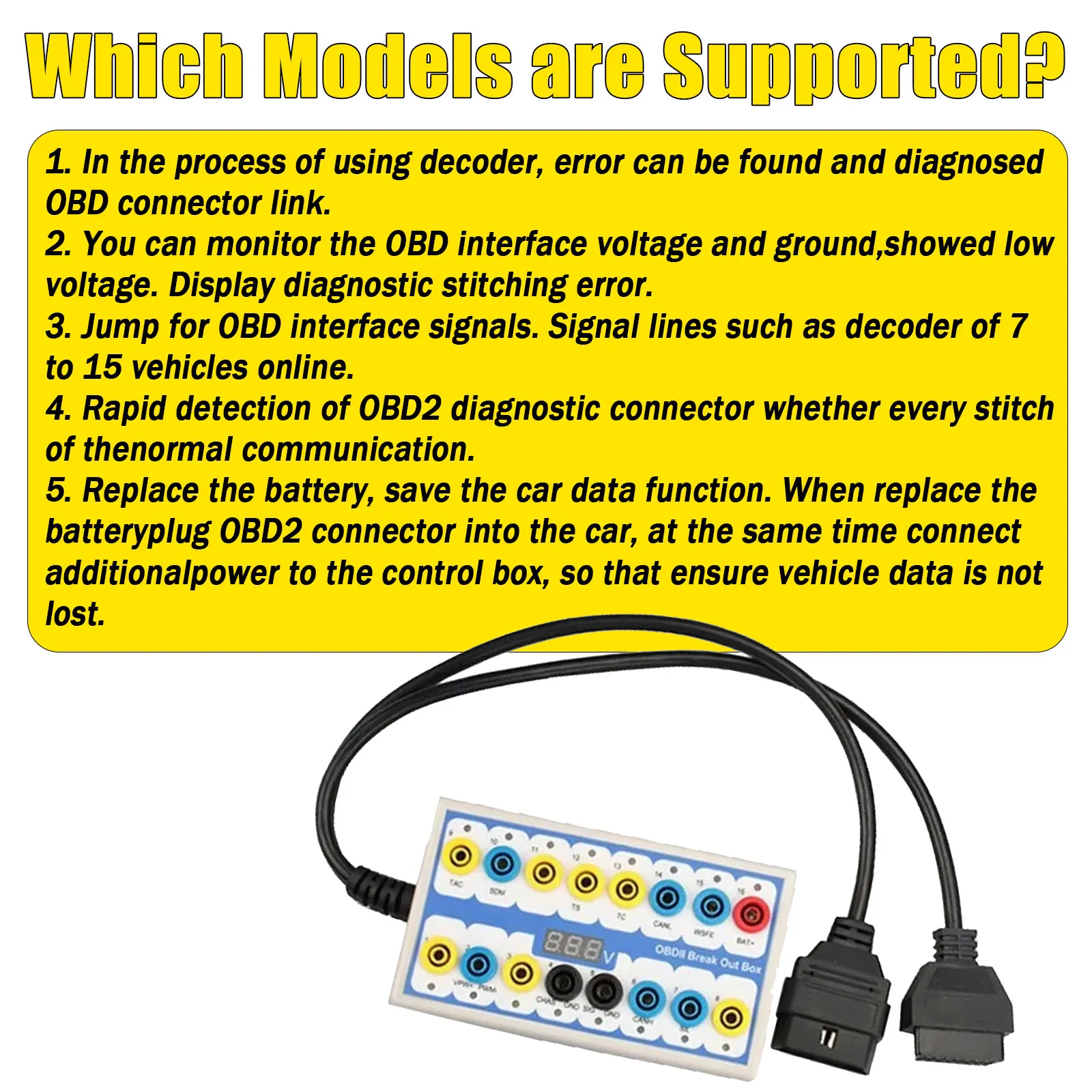Obd2 كسر صندوق خط تستر السيارات صندوق اختبار السيارات السيارات obdii التشخيص موصل أداة obdii بروتوكول كاشف صندوق الاختراق #2