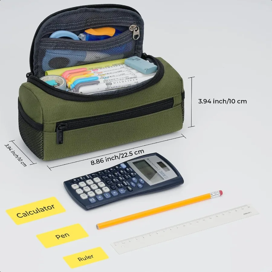 منظم مقلمة جامبو للرجال والنساء، حقيبة أقلام رصاص ذات سعة كبيرة جدًا، حقيبة تخزين قوية محمولة للسفر في المكتب