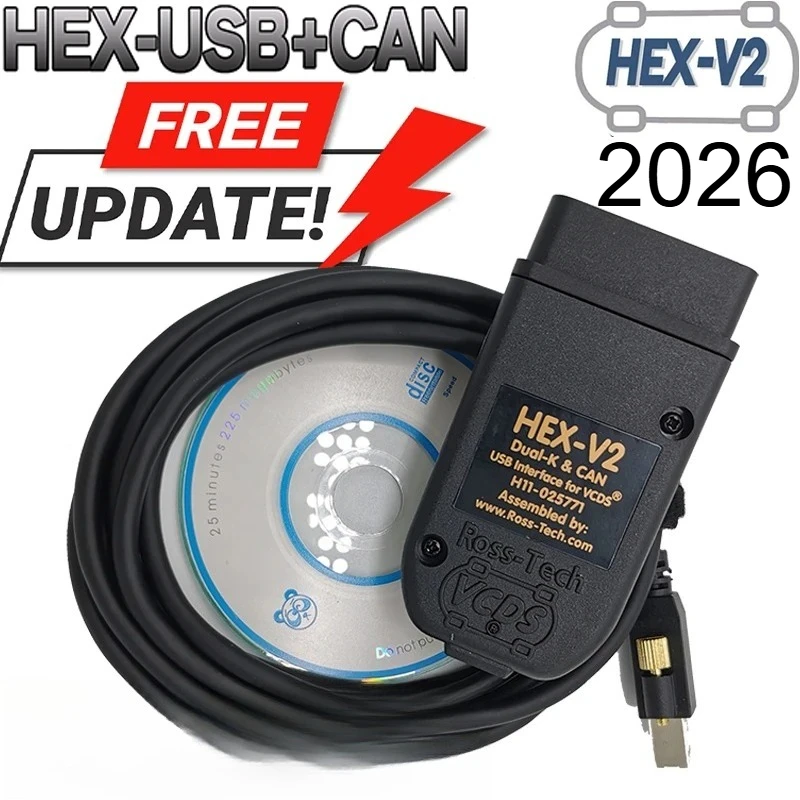 Nouveau 2026 – Câble de diagnostic VAG VCDS 25.3 OBD2 multilingue HEX V2 Wesheu VCDS VAG COM 24.7 pour Audi, Skoda, VW