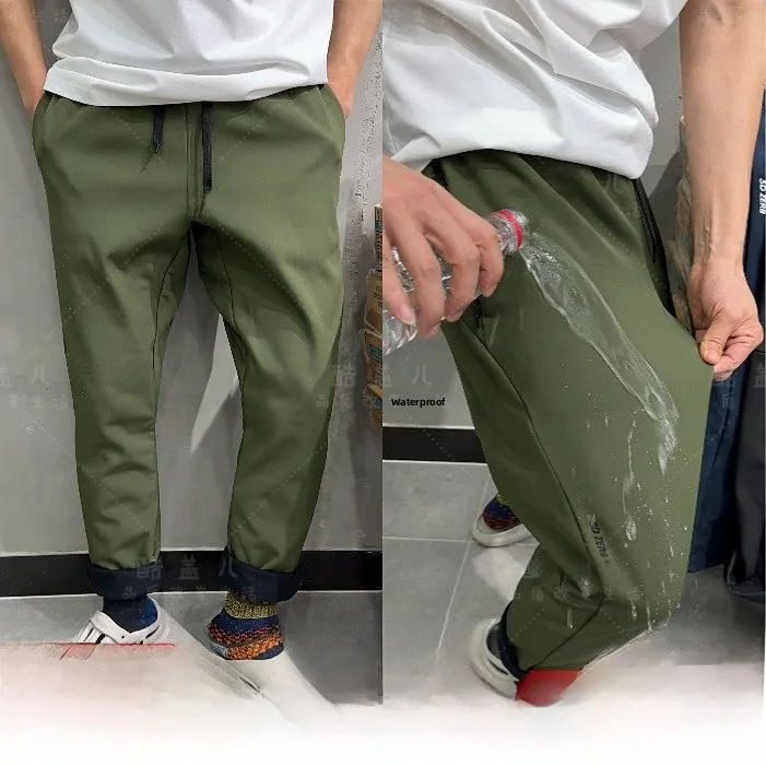 Outdoor Men's Fleece Lined 3D Tailored High End Breathable Windproof Waterproof Soft  Casual Pants Fashionable Urban Sty...