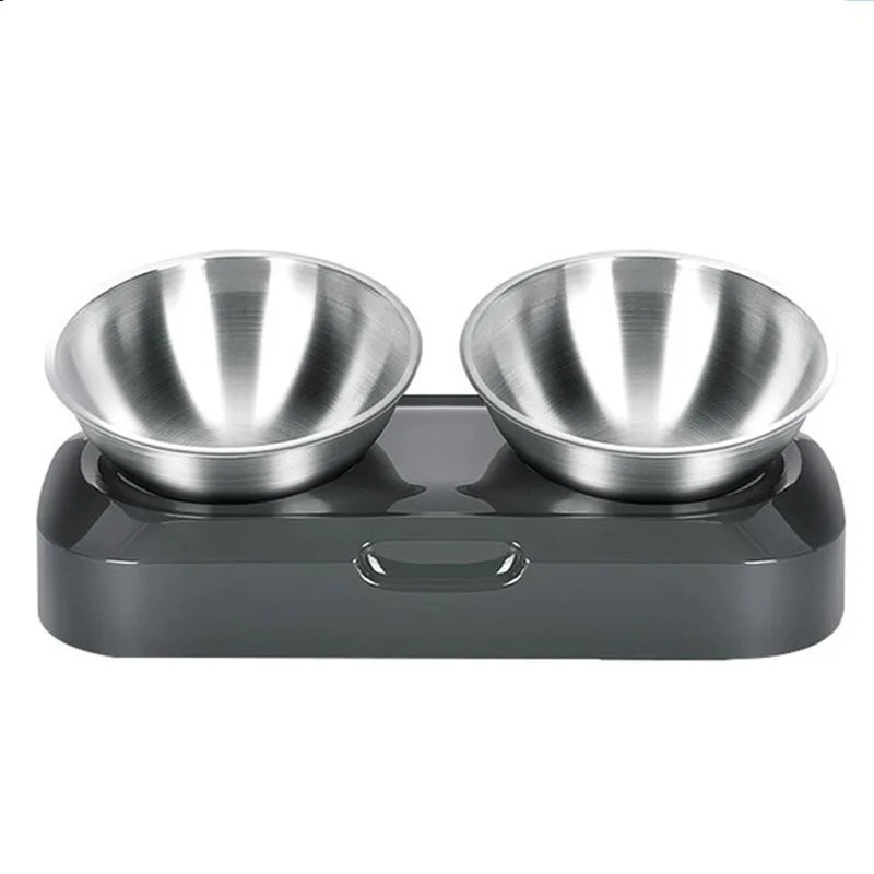 

Stainless steel bowl with oblique mouth, single and double adjustable cervical vertebra protection, pet supplies