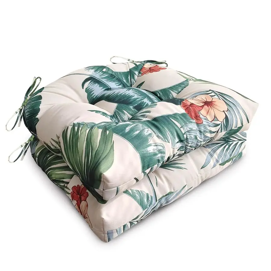 

2 Pack Waterproof Outdoor Chair Cushions, Thick Tufted UShaped Seat Cushions with Adjustable Ties for Garden Chairs, Patio Furn