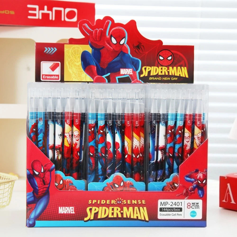 Spider-Man Erasable Blue Gel Pen, 0.5mm Tip, Cap-off Straight Bar Crystal Blue Ink Pen, Student Stationery
