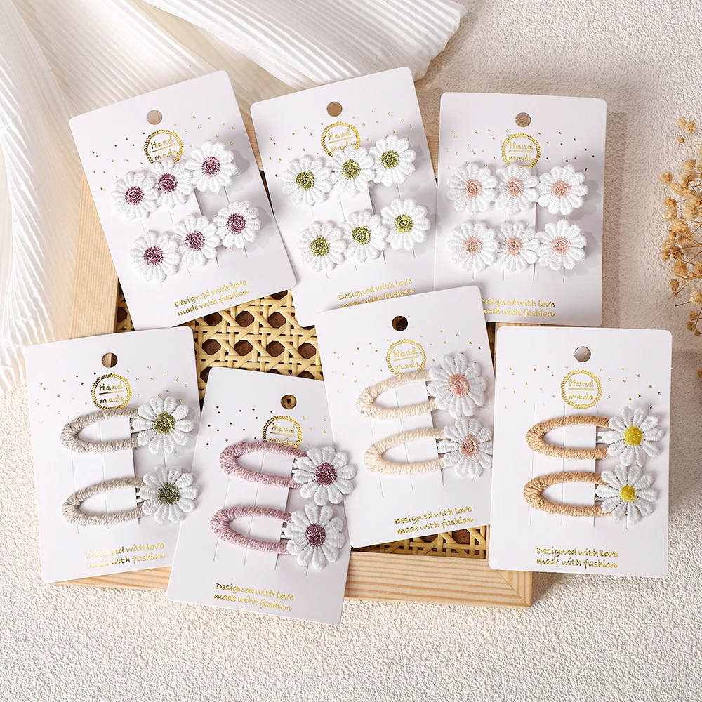 

1/2/4 set Ins Daisy Flower Hair Clips Baby Girl Hairpins for Kids Lace White Barette Princess Hooks Infant Accessories Korean