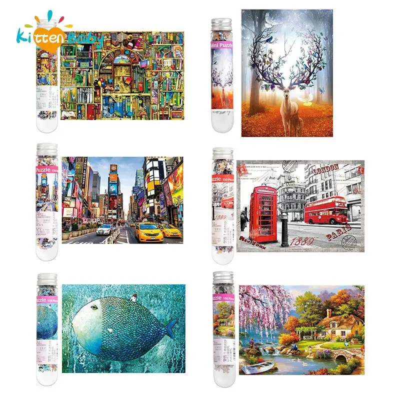 150pcs Mini Jigsaw Puzzles for Adults Micro Jigsaw Test Tube Tiny Puzzle Challenging Puzzle Difficult Home Decor Entertainment