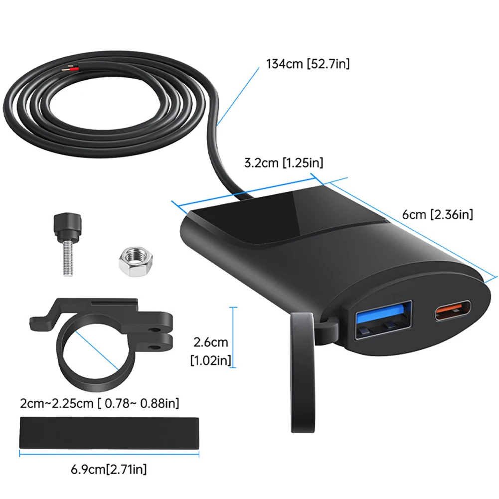 Motorfiets Usb Telefoon Oplader Waterdicht 30W USB-C Pd + 18W USB-A Dual Poorten Snelladen Oplader Voor Gps Smartphone Camera