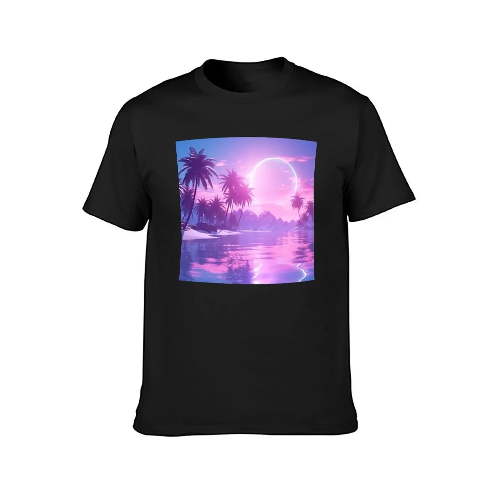 Paradise Pulse: Luminous Synthwave Tropics T-Shirt heavyweights funnys new edition heavy weight t shirts for men