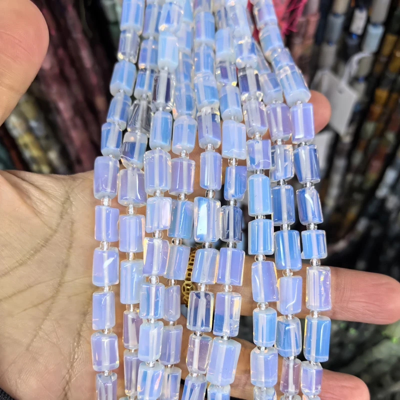 Natürliche Zylinder Stein Perle Bunte Weiße Jaspis Quarz Rohr Charms Perlen Für Schmuck Machen Diy Armbänder Halskette – Detail 12