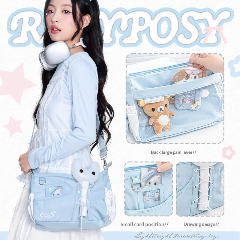 

Сумка через плечо RosyPosy Ita Bag, милая сумка через плечо с несколькими карманами и большой вместимостью для девочек Star Chasing, подходит для 11-дюймового ноутбука iPad A5