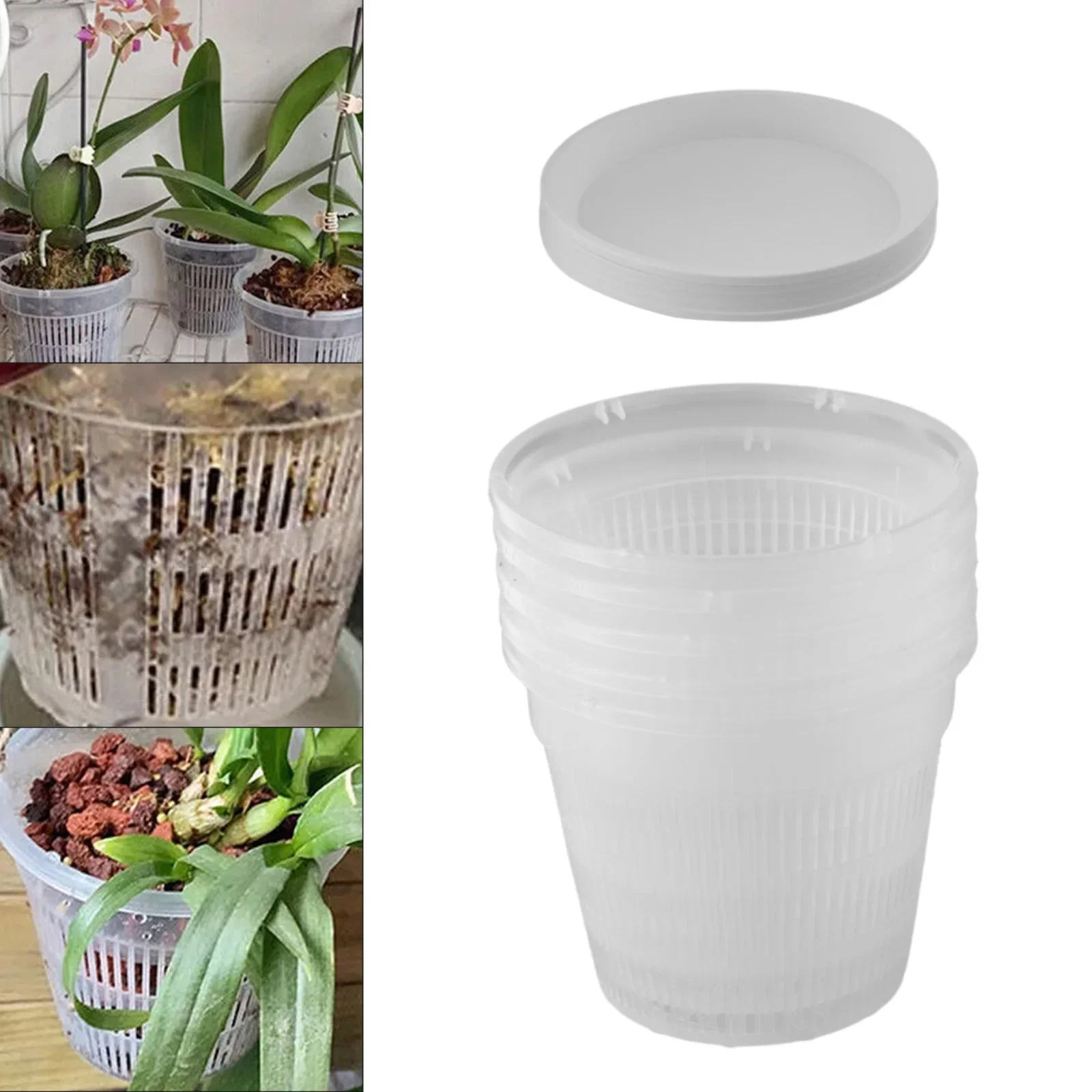 Catch Excess Water Drainage Holes Matching Saucer Multiple Uses Clear Plastic Pots Guides Root Growth Internal Air Circulation