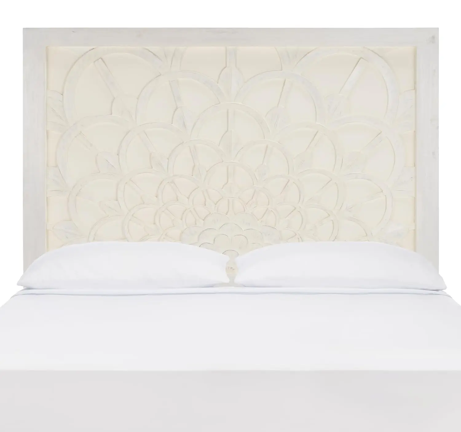 Boho Ivory Wash Full Size Headboard, Bedroom Furniture, Upholstered, Customized